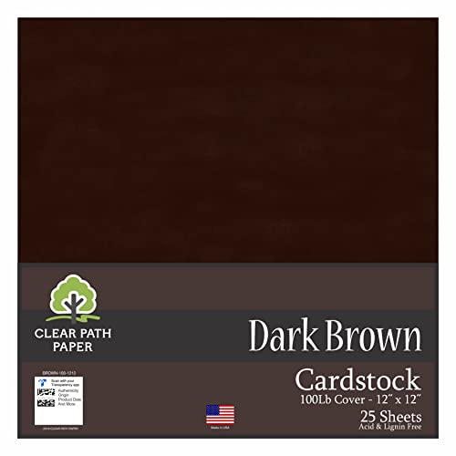 Dark Brown Cardstock - 12 X 12 Inch - 100Lb Cover - 25 Sheets - Clear Path Paper #TOP24