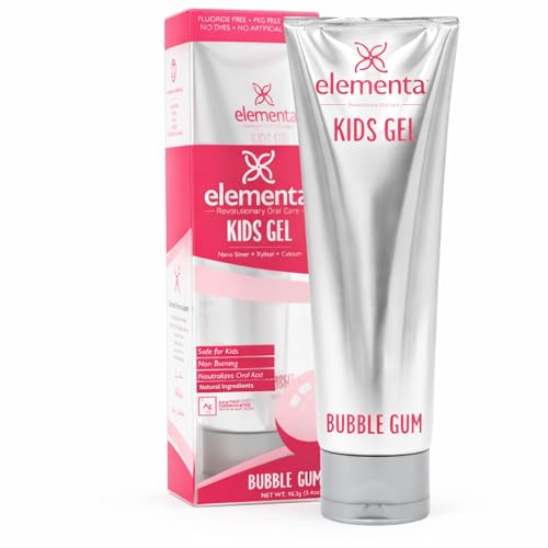 Elementa Silver Tooth Gel Bubble Gum Flavor | Natural Nano Technology for Deep Cleaning | Fluoride-Free Paraben-Free 4oz