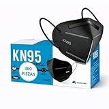 Bluelander 300 Cubrebocas KN95 Desechables, Color Negro para Adulto, Mascarillas de 5 Capas con Ajuste Cómodo y Filtro,...