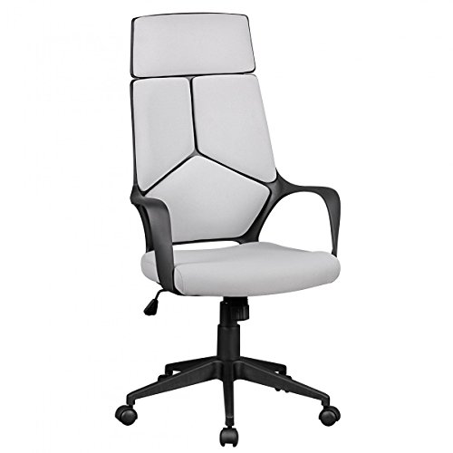AMSTYLE Bürostuhl Bezug Stoff Grau Schreibtischstuhl Design 120 kg Chefsessel ergonomisch hohe Rücken-Lehne Drehstuhl höhenverstellbar mit Wippmechanik & Armlehnen Kopfstütze X-XL Hochlehner