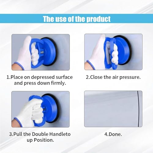 Image of 2PCS Car Dent Puller Kit Handle Lifter, Car Dent Puller Remover Tool, Powerful Suction Cup for Car Dent Repair, Glass and Tiles Lifting, and Objects Moving, Suitable for Most Car Models (Blue)