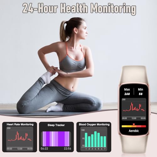 Zeacool Fitness Tracker with 24/7 Heart Rate, Blood Oxygen Sleep Monitor, 123 Sports Modes Calories Smart Watch,IP68 Waterproof Step Counter Activity Trackers Health Pedometer for Women Men (Beige)