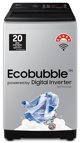 Image of Samsung 7 kg, Eco Bubble Technology, Wi-Fi, Soft Closing Door, Fully-Automatic Top Load Washing Machine (WA70BG4582BYTL, Hygiene Steam, Lavender Gray)