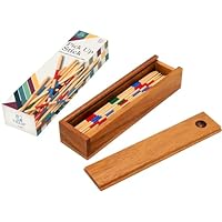 BSIRI Mikado Wooden Pick Up Sticks Classic Kids Board Game for Adults and Teens in Family and Children Board Games for Kids 7 and Brain Teasers of Mathematics Fun Table Games