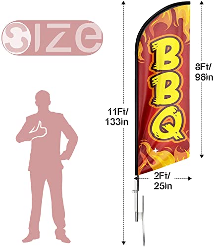 Drapeau pour entreprise de barbecue rouge de 3,4 m contre le manque de visibilité - 3
