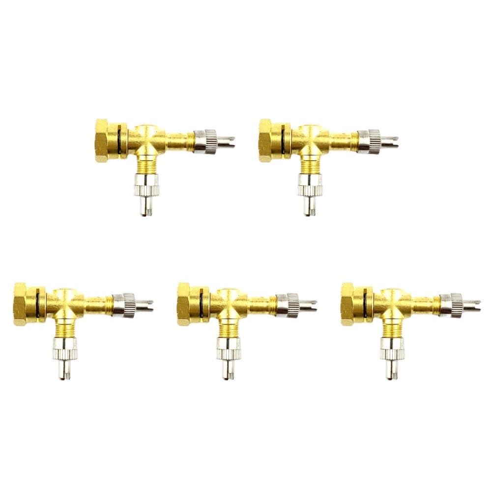 Adaptador en T de válvula, convertidor de cobre puro, medidor de presión de neumáticos de depuración for motocicleta y automóvil(5 PCS)
