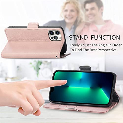 Étui en cuir de qualité supérieure iPhone 13 rose avec motif fleur 3D - 6