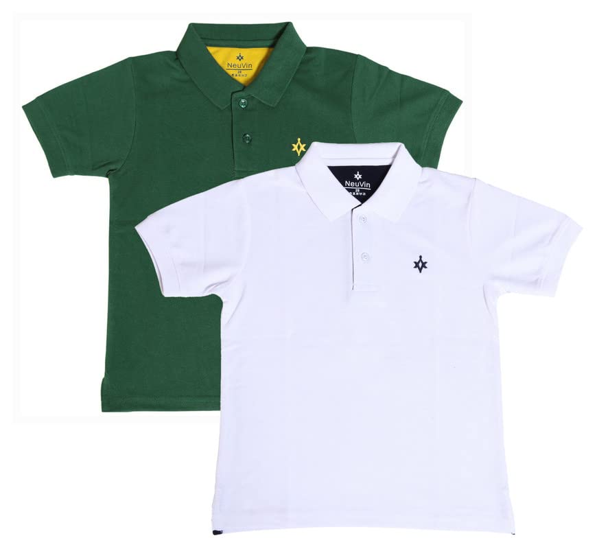 Image of Kids Polo T-Shirt for Boys - Cotton Matty Fabric, Comfortable Fit, Stylish Everyday Wear(Pack of 2)