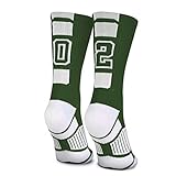 ChalkTalkSPORTS Custom Team Number Socks | Youth & Adult Athletic Performance Socks | Green Number Socks | Choose Your Number