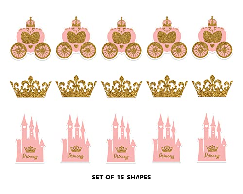 Little Princess Crown -Pink And Gold Princess Centerpiece Sticks For Girl Baby Shower Or Birthday Party Decor-Table Topper Decorations Kit -Set Of 15 Pieces #TOP1