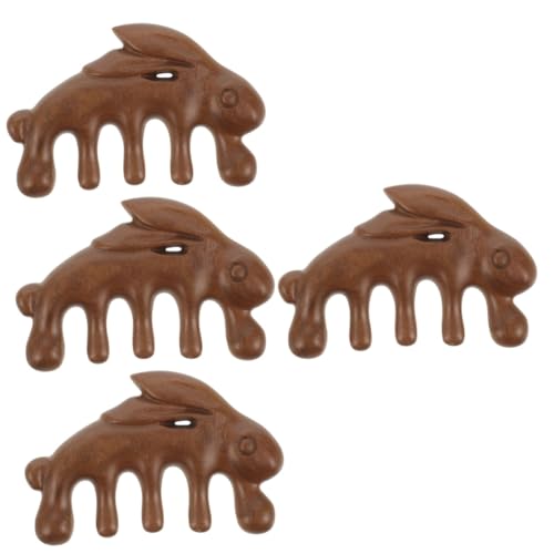 SAFIGLE 4 Piezas Peine meridiano para cabeza caspa facial dentado diente masajeador herramienta de peine de masaje artesanal de madera peine de masaje de madera peine de masaje creativo