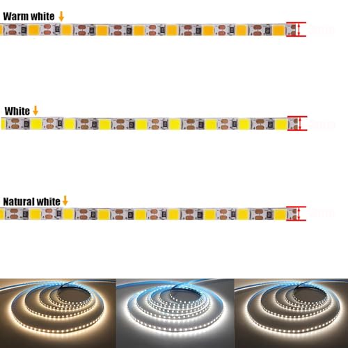 Tira LED 5V USB 2835 120 LEDs/m Luz Cálida 5M Flexible miniatura 6