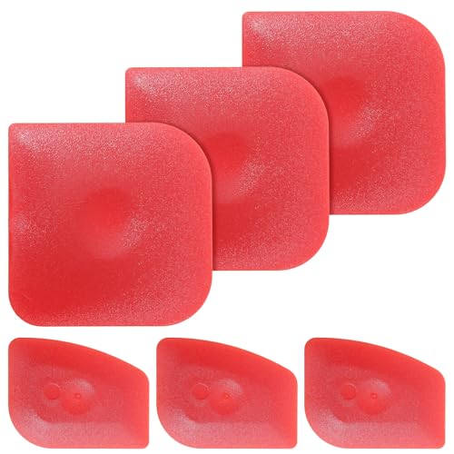 Image of 6PCS Plastic Pan Scraper Set, Pot Scraper Non-Scratch Kitchen Tool for Cast Iron, Food Scrapers Tool Pan Cleaning, Food Scrapers for Grease and Burnt Residue, Red