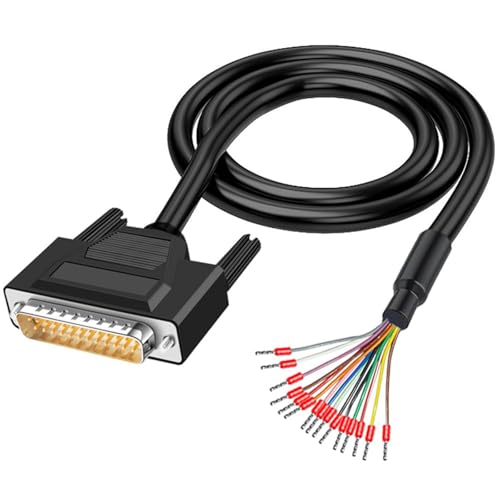 PENGLIN 2 Meters 26AWG DB25 Male RS232 25 Pins Serial Extension Cable, RS232 D-SUB DB25 Serial to 25 Bare Wire Connector