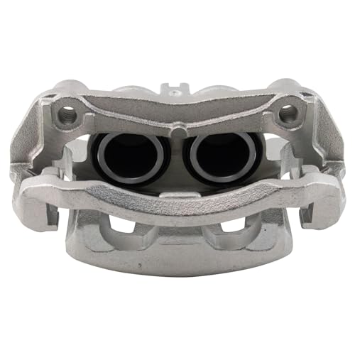 Image of TRQ Front Driver and Passenger Side Brake Caliper Set Caliper Brackets Hardware Compatible with 15-18 Chevrolet City Express 13 Nissan LEAF with Dual Piston Front Calipers 13-19 Nissan NV200