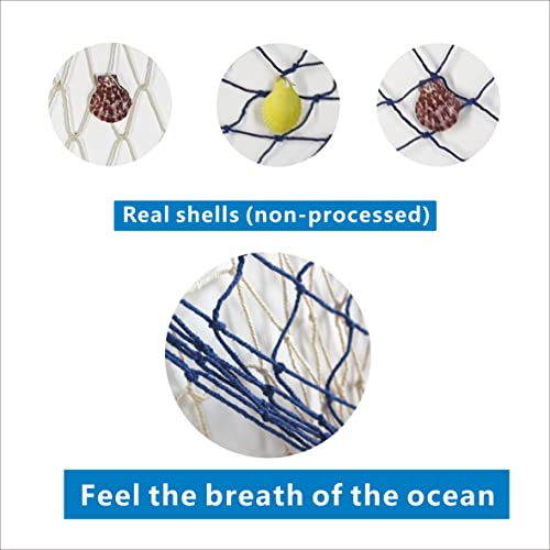 Cswljs 79In X 39In Decor Fish Net With Shells Blue Mediterranean Style Nautical Decor Fishing Net Hanging Door Hanging Ornament Beach Theme Home Decor Fishing Net Shell Home Wall Decor White #TOP5