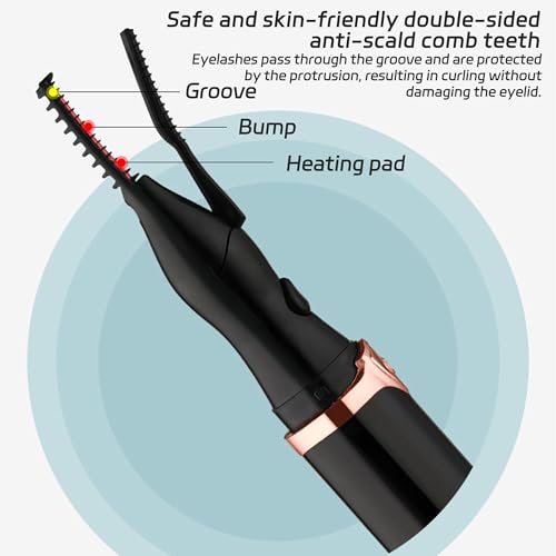 Recourbe-cils électrique chauffant rechargeable USB noir avec 3 modes de température