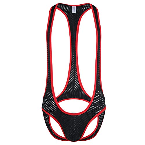 QiaTi Men's Leotard Bodysuit Thong Stretch Wrestling Singlet Jumpsuit One-Piece G-String Underwear