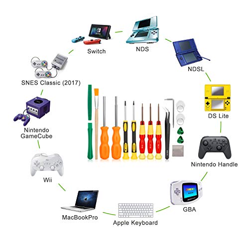 Switch Screwdriver Set - Younik Switch 17 in 1 Tri Wing Tip Screwdrivers for Nintendo Switch Gamebit Repair Tool Kit for Nintendo Switch/Switch Lite/Joy Con/DS/NES/SNES/DS Lite/Wii/GBA/Gamecube