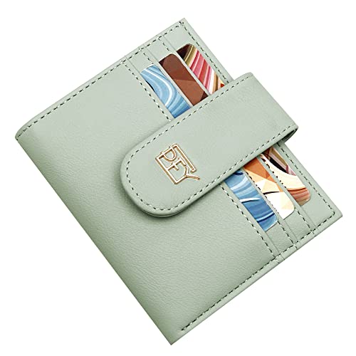 Image of Badiya Small Wallets for Women Bifold Multi Card Case Wallet Slim Credit Card Holder with Zipper Coin Purse, Light Green, one size, Minimalist
