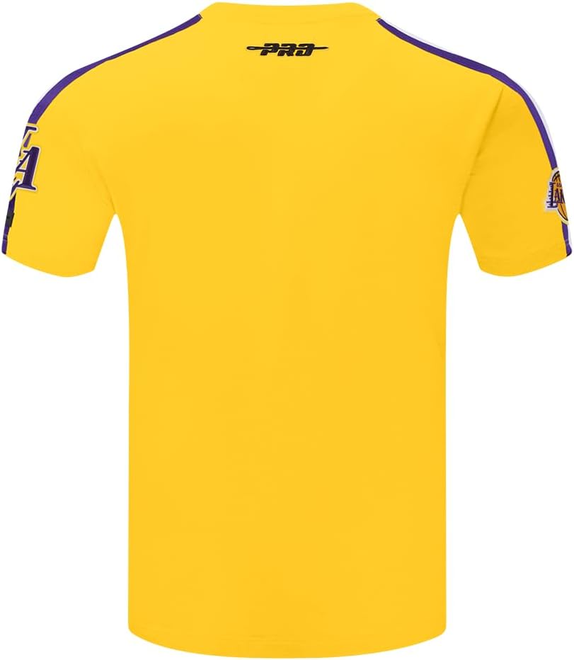 Pro Standard Mens NBA Los Angeles Lakers Lebron James #23 Classic Player Short Sleeve Taping Tee Yellow/Purple L - Image 2