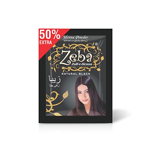 Zeba Henna Powder for Hair, Natural Black Hair colour, Mehandi Powder for Hair, Organic, Herbal ingredients, Hair Care Products for Women & Men, Ammonia Free (Pack of 12, 30gm Each)