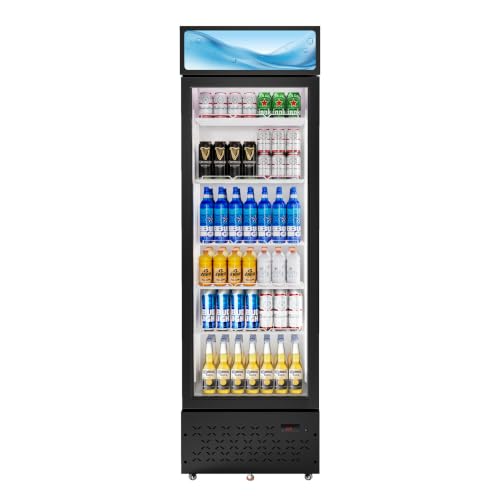 LCEKY Beverage Cooler Commercial Refrigerator 10 Cu.Ft. Glass Door Display Refrigerator with LED Light, 5 Shelves, Display Commercial Beverage Refrigeratorfor Restaurant Cafe Bar Store (10 Cu.Ft.)