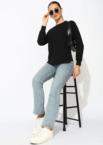 Image of Alan Jones Clothing Women's 100%Cotton Relaxed Fit Waffle Crew Neck Long Sleeve T-Shirt