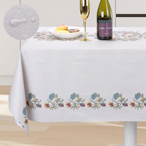 yeeplant Mantel rectangular impermeable y a prueba de aceite, 71 x 55 pulgadas, diseño bordado, perfecto para cenar, picnic y actividades al aire última intervensión