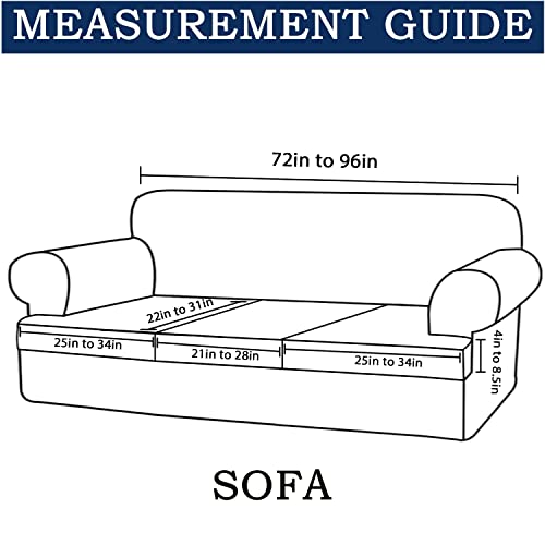Gamukai 4 Pieces Sofa Covers Stretch Couch Covers For T Cushion Sofa Slipcovers Soft Furniture Covers With 3 Individual T Cushion Shape Seat Covers (Dusty Blue, Sofa) #TOP2