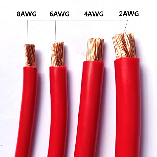 Image of Battery Cable 8AWG 12 Inch Battery Power Inverter Cables Set with 3 /8 inchLugs Terminals 8Gauge x12in (1 Black & 1 Red) for Car Marine Solar ATV Lawn Mower RV Motorcycle (8AWG, 12-Inch)