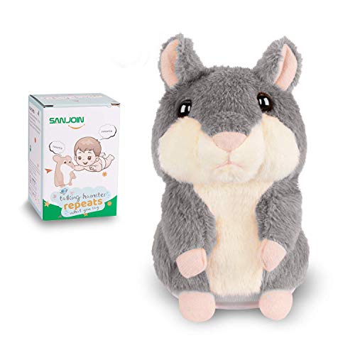 TWORIVER Talking Hamster Repeats Everything You Say Christmas Toys for Kids Toddlers, Funny Toys for 2 3 4 5 6 7 Year Old Baby, Child ,Clear Voice Interactive Plush Animal Toys (Gray)