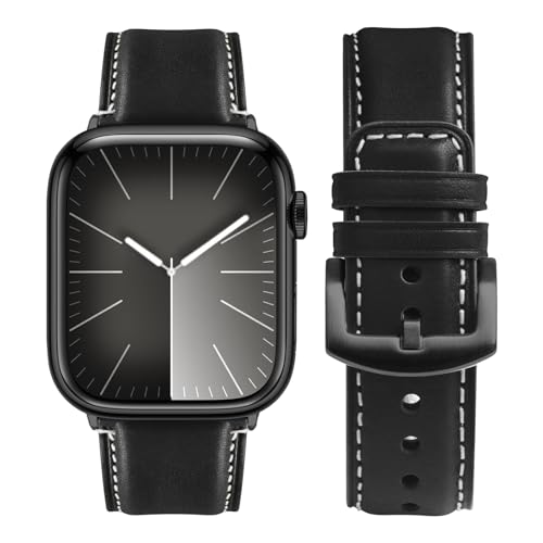Bracelet Apple Watch Fullmosa en cuir avec fermoir en acier sécurisé antichoc