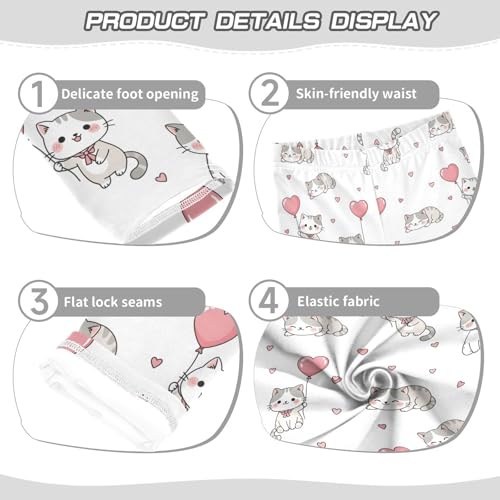 Girls Leggings Size 4T Cats Heart Balloon Soft Stretchy Pants Breathable Girl Clothes for Workout School3