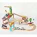 SXJ Juego De Tren De Madera con Puente Giratorio, Juguete De Tren De Madera De Paso Elevado De 47 Piezas, Ampliable, Diversión Intercambiable para Niñas Niños