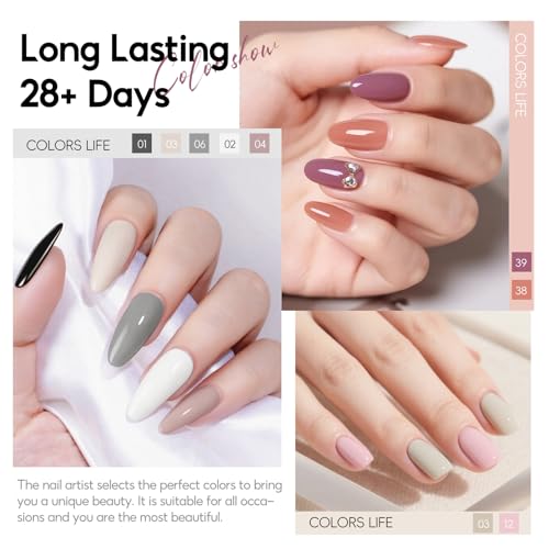 Zestaw 60 żeli UV PEACECOLOR: 55 kolorów brokatowych i błyszczących + baza i top coat. Żel zmywany acetonem