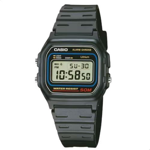Casio Relógio digital masculino W59-1V clássico preto, Preto, One...
