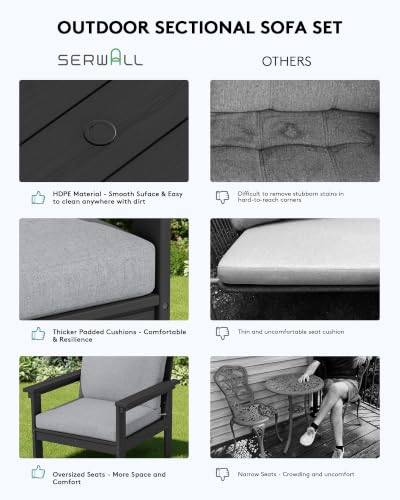 Image of SERWALL HDPE Outdoor Patio Furniture Set Outdoor Couch