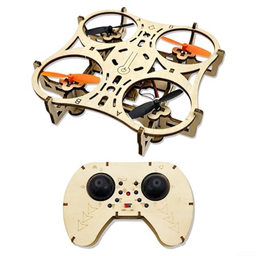 Drone in legno, kit fai da te, quadricottero RC con luci a LED, acrobazie a 360°, funzione di sospensione intelligente, 3 livelli di velocità, aereo telecomandato per principianti ed esperti