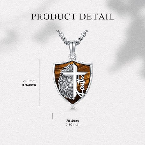 Lion Necklace for Men 925 Sterling Silver Lion Pendant Men of Faith Bible Christian Jewelry Gifts for Husband Brother4