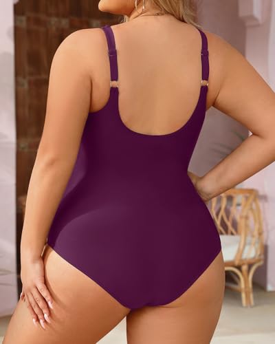 Tempt Me Women Plus Size One Piece Swimsuits Tummy Control Retro Bathing Suit Cross Front Swimwear2