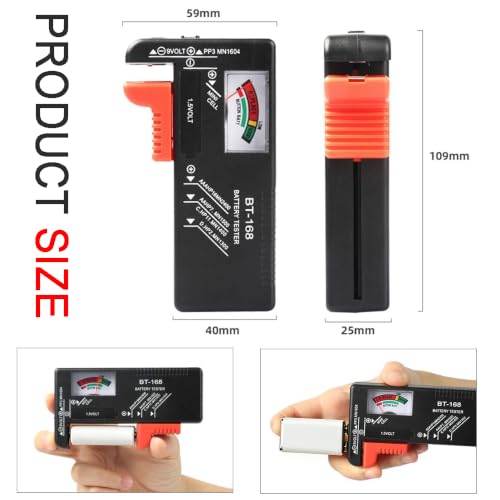 VTECHOLOGY 2Pcs Battery Tester for AA AAA C D 9V 1.5V Household Batteries | Universal Battery Tester Checker For Button Cell Model BT-168 Requires No Battery for Operating everyday essentials - image 2