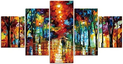Impression Sur Toile Cinq Tableaux Consécutifs Décoration De Maison Moderne Peinture 5 Panneaux Abstraits Modulaire Poster Peinture À L'Huile Abstraite...