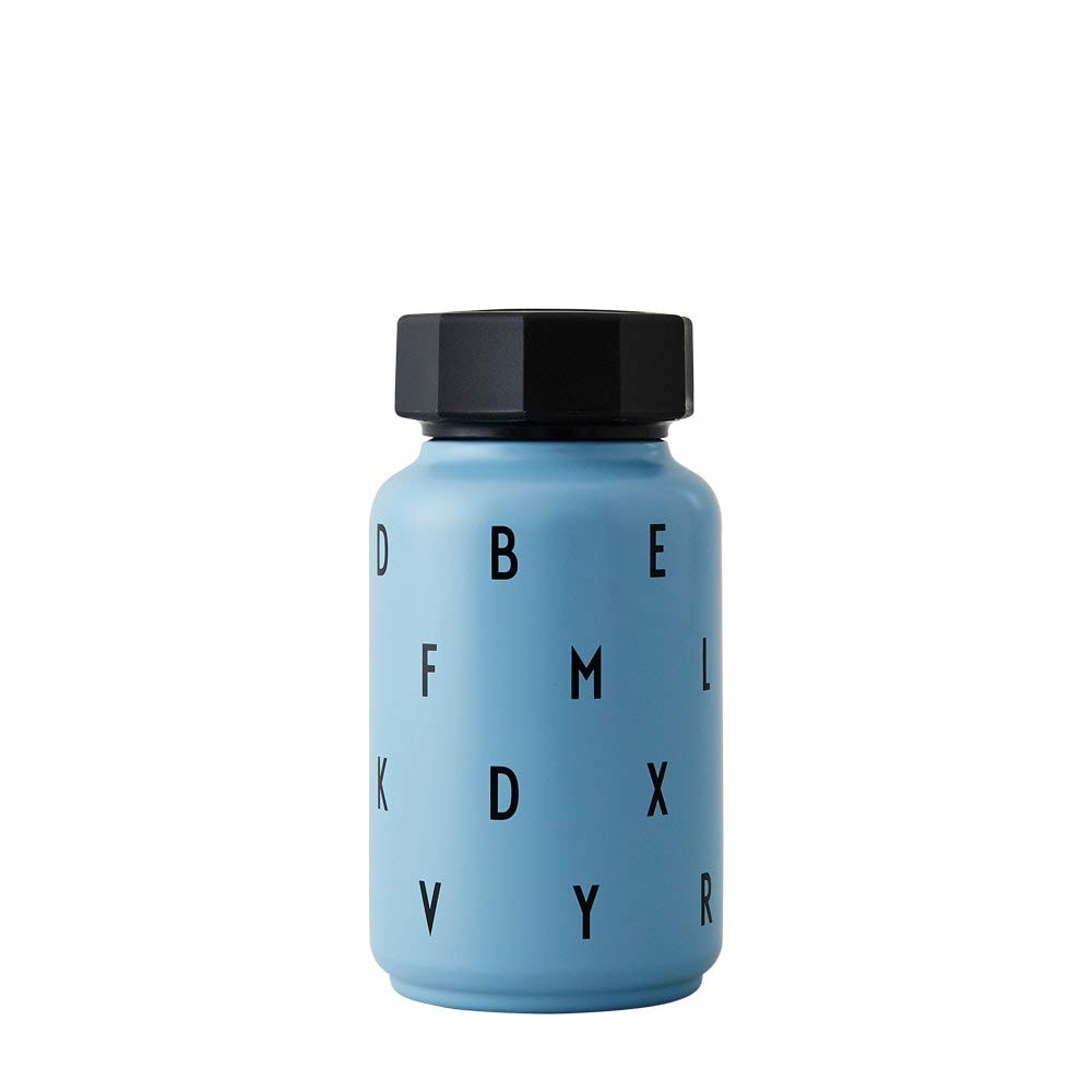Design Letters Thermo bottle/Insulated bottle with straw for kids (Blue), BPA-free double walled vacuum, stainless steel