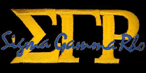 Sigma Gamma Rho 4" Wide Gold With Blue Signature letters Emblem Patch