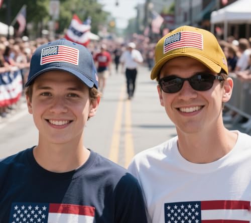 Image of 2-Pack USA Flag Hats for Men Baseball American Flag Hats for Men USA Cap USA Tactical Washed for Women
