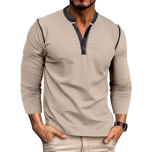 T-shirt classique basique col Henley pour homme cherchant un coton respirant