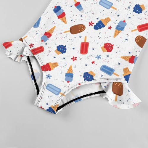 Image of Girls One Piece Swimsuit Lovely Cute Animals Ruffles Swimwear Bathing Suits 3-12 Years
