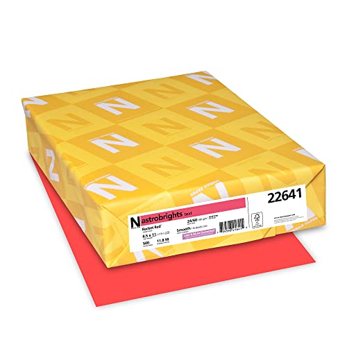Neenah Astrobrights® Bright Color Paper, Letter Size Paper, 24 Lb, FSC Certified, Rocket Red, Ream Of 500 Sheets by Astrobrights - Used condition - US$9.74