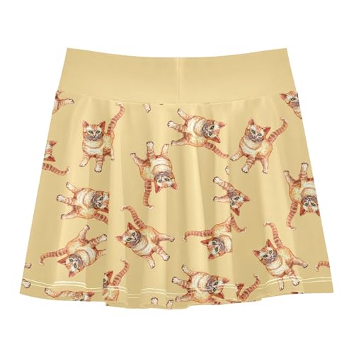 Girls Skorts High Waist Athletic Skirts with Shorts Watercolor Cats Stretchy Teens Performance Tennis3